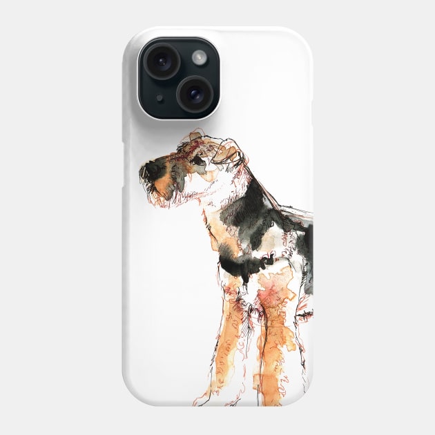 Airedale terrier in watercolors Phone Case by belettelepink
