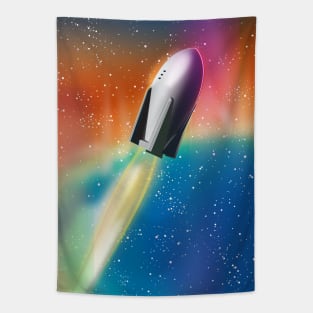 Retro Space Rocket Tapestry