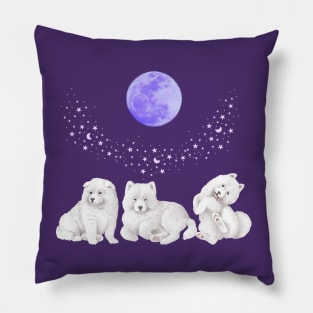 Samoyed Dogs Galaxy Pillow