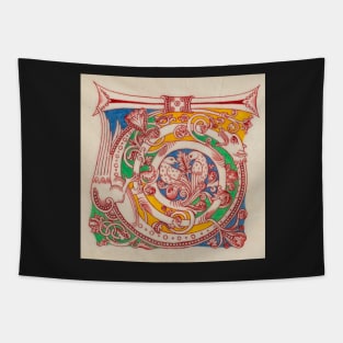 Romanesque letter T with birds and dragon Tapestry