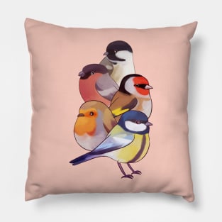 Cute European birds illustration Pillow