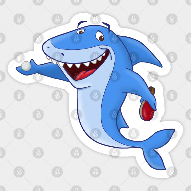 Happy Shark Playing Ping Pong Shark Playing Ping Pong Sticker Teepublic