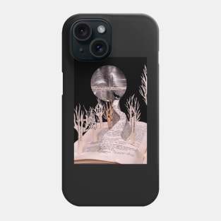 Wolf Howling at the Moon book art Phone Case