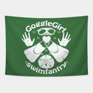 Goggle Girl Crest Wht Tapestry