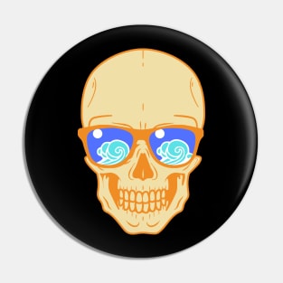 Skull Waves Skeleton Beach Party Pin