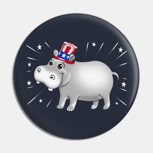 America Patriotic Hippo Pin