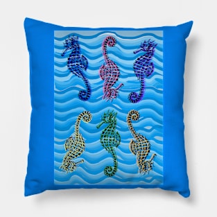 Seahorses in six different colours Pillow