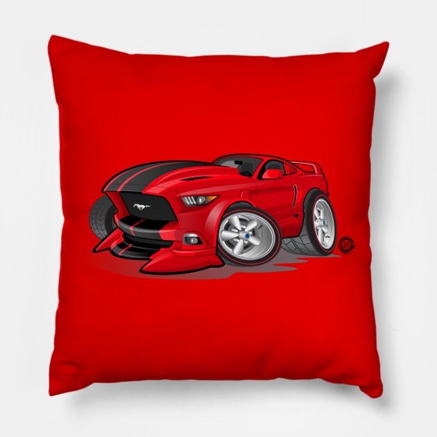 Wild Mustang Red Pillow by Goin Ape Studios
