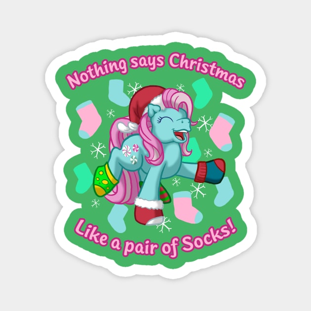 Minty's Christmas Socks Magnet by Scámarca Productions