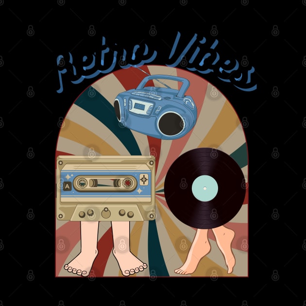 Retro Vibes Cassette and Record 80's and 70's theme by Mind Your Tee