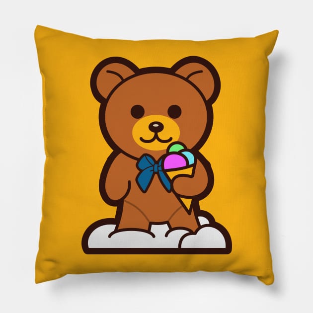 Bear Ice Cream Teddy Bear Pillow TeePublic