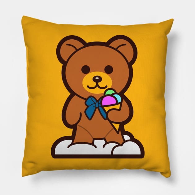 Bear Ice Cream Pillow by Johnitees