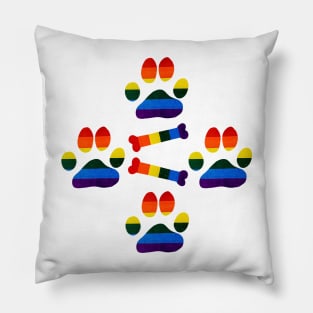 Rainbow Paws and Bones Pillow