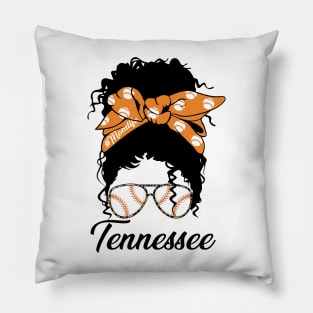 Tennessee Messy Bun Baseball Players Fans I Love Tennessee Pillow