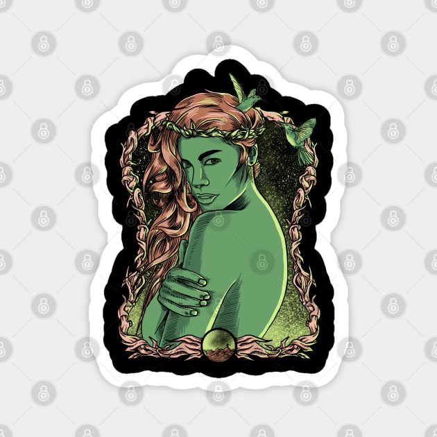 Green woman Magnet by Abostore