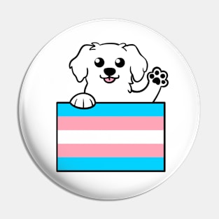 Love is Love Puppy - Pyrenees Trans Pride Flag Pin