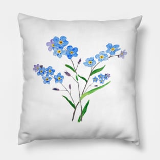 watercolor forget me not 2 Pillow