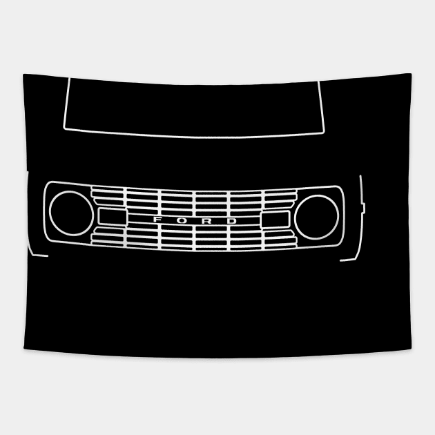 1970 Ford Bronco classic 4x4 truck outline graphic (white) Tapestry by soitwouldseem