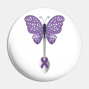 Butterfly Spoon Awareness Ribbon! (Purple) Pin