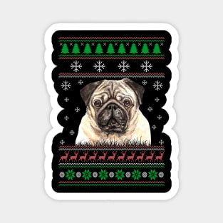 Pug Ugly Christmas Sweater Funny Dog Lover Owner Gifts Magnet