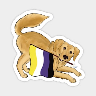 Pride Doggos Alternate: Non-Binary Golden Retriever Magnet