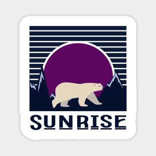 minimalistic purple sunrise with polar bear Magnet