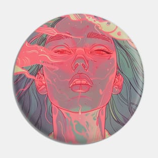 Pink Retro Anime Girl Hot Titan Pin