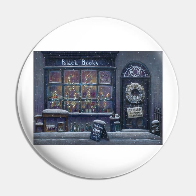 Black Books Christmas Pin by illustore