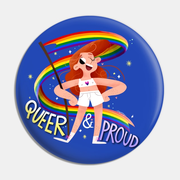 Queer & Proud. Bi heart Pin by Gummy Illustrations