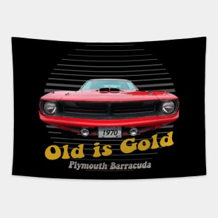 Plymouth Barracuda American Muscle Car Old is Gold Tapestry