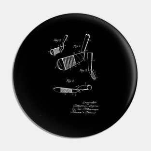 Golf Club Head Vintage Patent Drawing Pin