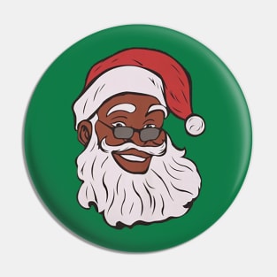 Black African American Santa Xmas Pin