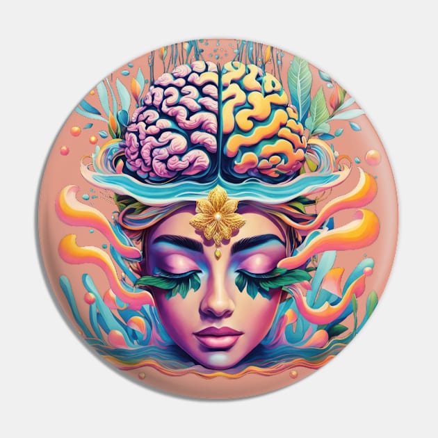 Neural Fantasia: The Psychedelic Mindscape Pin by TooplesArt