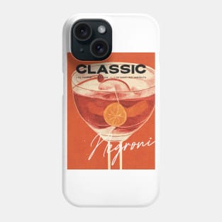 Negroni Retro Poster Close Up Bar Prints, Vintage Drinks, Recipe, Wall Art Phone Case