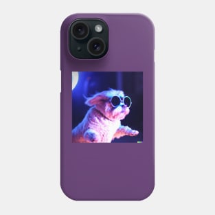 Neon Dog Wearing sunglasses dancing in the night Phone Case