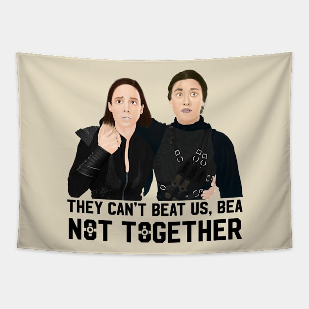 They Can't Beat Us (Black Text) Tapestry by Sapphic Shop