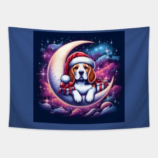 Beagle Dog On The Moon Christmas Tapestry