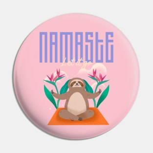 cute sloth Namaste yoga Pin