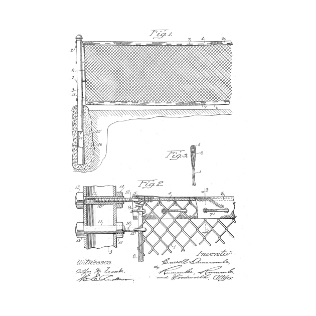 Tennis Net Vintage Patent Hand Drawing by skstring