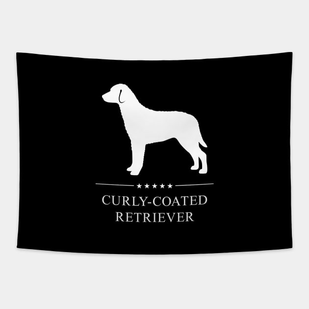 Curly-Coated Retriever Dog White Silhouette Tapestry by millersye