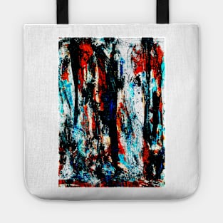 "Fighting Over Nothing" - Angry Expressive Painting Original Art Abstract Artwork Blue Red Black White Real Paint Brush Stroke Textured Wall Art Tote