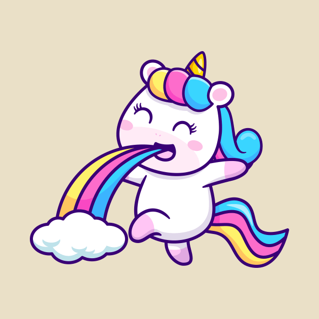 Cute Unicorn Puging Rainbow Cartoon by Catalyst Labs