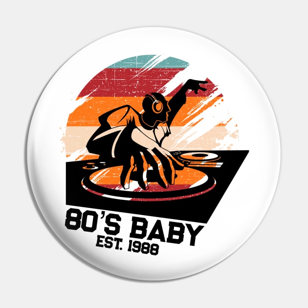 80's Baby Retro Music DJ Gift Pin by TheAparrelPub