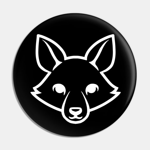 Fox Black and White Minimalist Pictogram - White Pin by Tobe_Fonseca