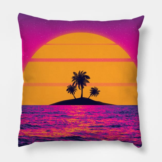 Sunset Beach Pillow by mrcatguys