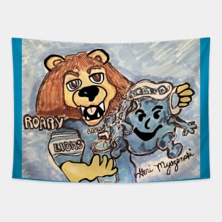 Detroit Lions Roary Drinking the Honolulu Blue Kool Aid Tapestry