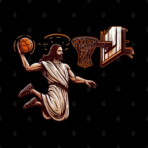 Funny Basketball Retro Jesus Christ by TomFrontierArt