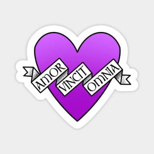 amor vincit omnia purple heart Magnet