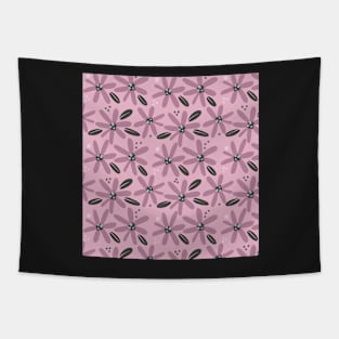 Cute pink abstract flowers in a fun playful flowerpower pattern Tapestry