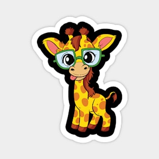 Cute Little Nerd Giraffe Animal Magnet